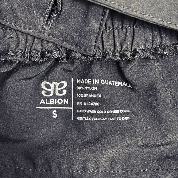 Albion Black Square Neck Overall Jumpsuit Sz Small Cinch Waist Adjustable Straps - Picture 11 of 12